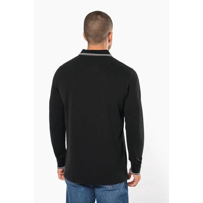 Polo ajustado manga larga hombre