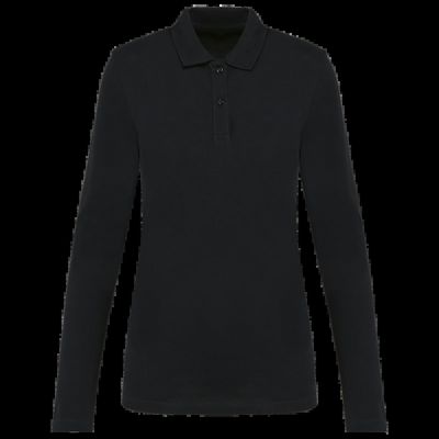 Polo manga larga mujer corte recto Black Xxl