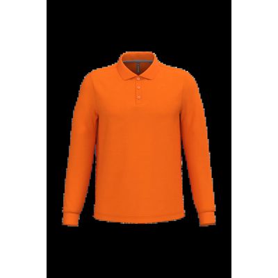 Polo manga larga hombre algodón piqué Orange Xl