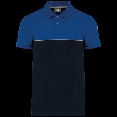 Polo bicolor manga corta unisex Navy / Royal Blue M
