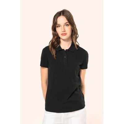 Polo de algodón de manga corta de chica Black Xs