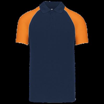 Polo baseball manga corta Navy / Orange Xxl