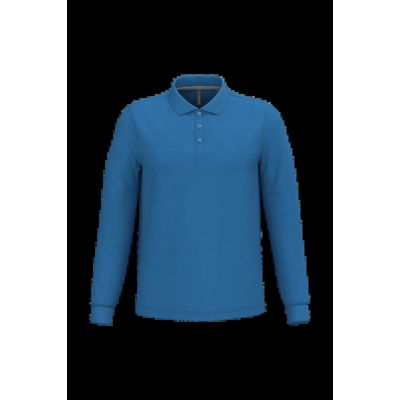 Polo manga larga hombre algodón piqué Light Royal Blue Xxl