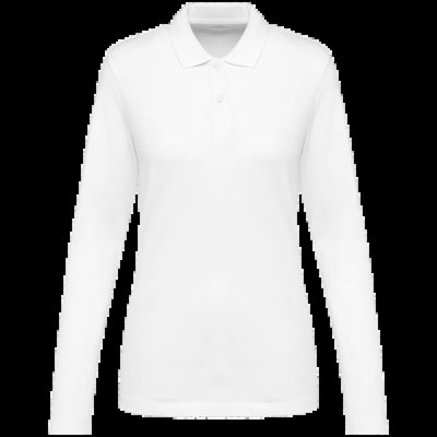 Polo manga larga mujer corte recto White L