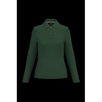 Polo manga larga mujer algodón lavable Forest Green M