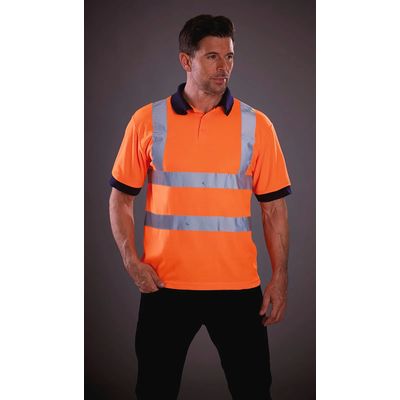 Polo alta visibilidad manga corta Hi Vis Orange S