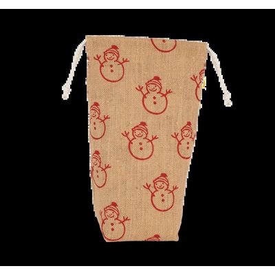 Portabotellas de yute para Navidad Natural / Cherry Red