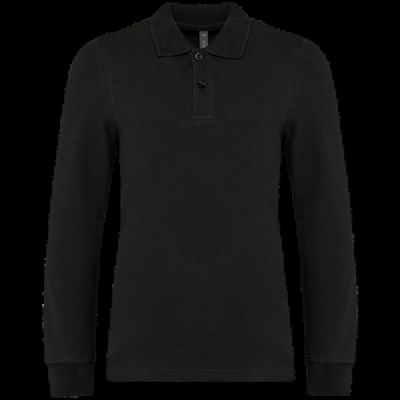 Polo manga larga infantil algodón Black 12/14 Ans