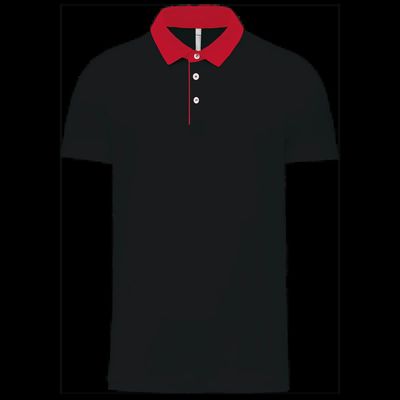 Polo bicolor hombre algodón Black / Red L