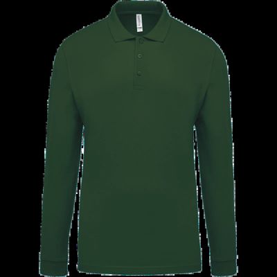 Polo piqué manga larga 100% algodón Forest Green L