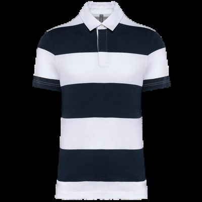 Polo algodón a rayas unisex Navy / White Stripes L