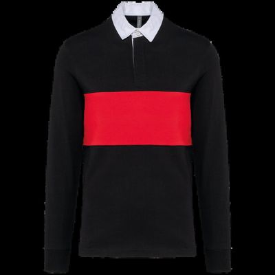 Polo rugby manga larga algodón Black / Sporty Red Xs