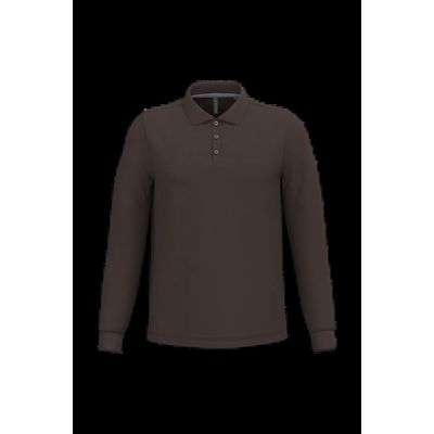 Polo manga larga hombre algodón piqué Chocolate L