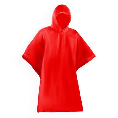 Poncho impermeable con capucha y cierre lateral Rojo Talla Única Adulto