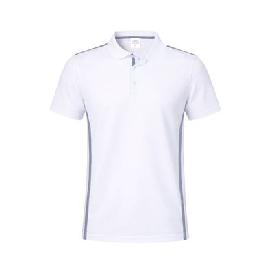 Polo Blanco Transpirable con Línea Gris
