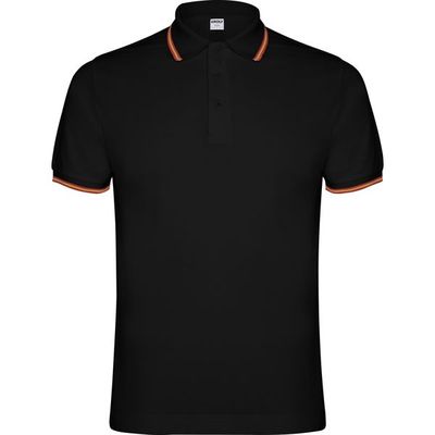 Polo de manga corta Adorno de bandera Negro M