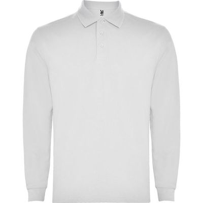 Polo Manga Larga con Cuello y Puños Acanalados Blanco S