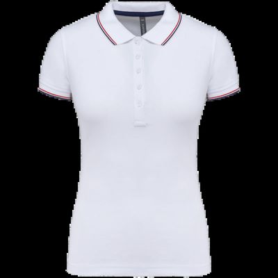 Polo mujer algodón con 5 botones White / Navy / Red S