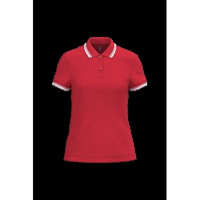 Polo a rayas mujer manga corta Red / White Xl