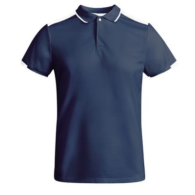 Polo Poliéster Reciclado Antibacteriano Marino/Blanco M