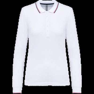 Polo piqué manga larga mujer White / Navy / Red S