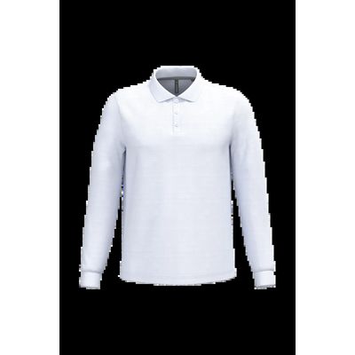 Polo manga larga hombre algodón piqué White Xxl