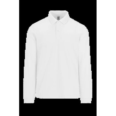 Polo manga larga hombre básico White 4Xl