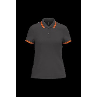 Polo a rayas mujer manga corta Dark Grey / Orange Xl