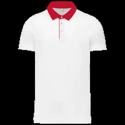 Polo bicolor hombre algodón White / Red Xxl