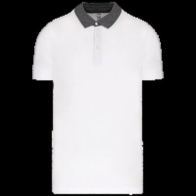 Polo bicolor hombre algodón White / Dark Grey Heather Xxl