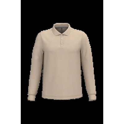 Polo manga larga hombre algodón piqué Light Sand M