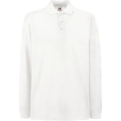 Polo punto piqué manga larga White Xxl