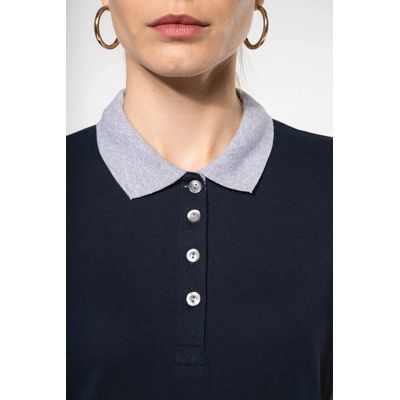 Polo piqué bicolor mujer