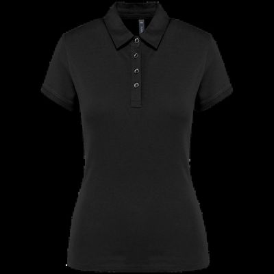 Polo básico de manga corta para mujer Black Xxl