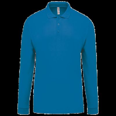 Polo piqué manga larga 100% algodón Tropical Blue M