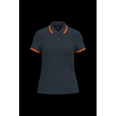 Polo a rayas mujer manga corta Navy / Orange Xs