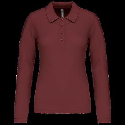 Polo de manga larga entallado mujer Wine M