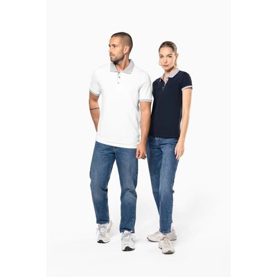 Polo piqué bicolor mujer