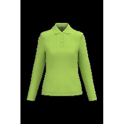 Polo manga larga mujer algodón lavable Lime 3Xl