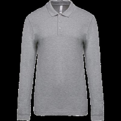 Polo piqué manga larga 100% algodón Oxford Grey S