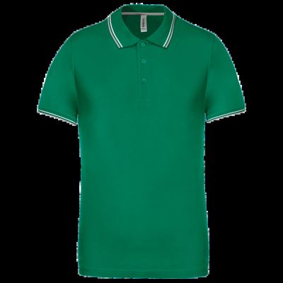 Polo de manga corta algodón Kelly Green/Light Grey/White L