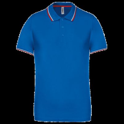 Polo de manga corta algodón Light Royal Blue / Red / White M