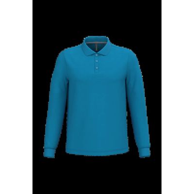 Polo manga larga hombre algodón piqué Tropical Blue M