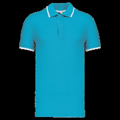 Polo manga corta 100% algodón piqué Light Turquoise / White / Navy S
