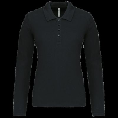 Polo de manga larga entallado mujer Black 3Xl