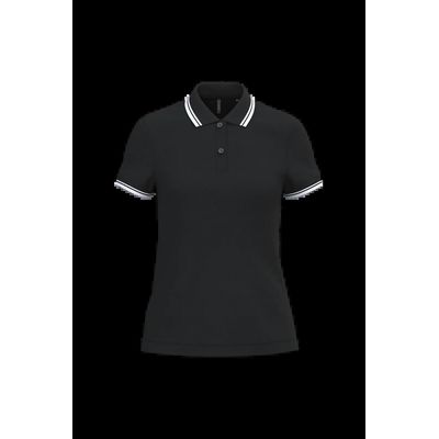 Polo a rayas mujer manga corta Black / White M
