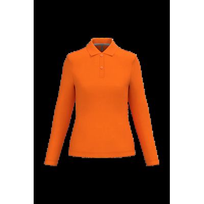 Polo manga larga mujer algodón lavable Orange Xl