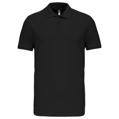 Polo de punto piqué manga corta Black Xxl