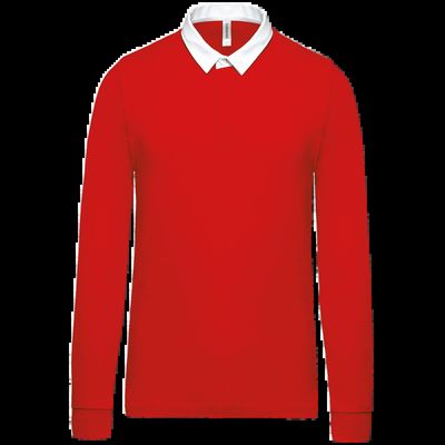 Polo Rugby 100% Algodón Peinado Red / White Xxl