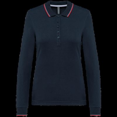 Polo piqué manga larga mujer Navy / Red / White S